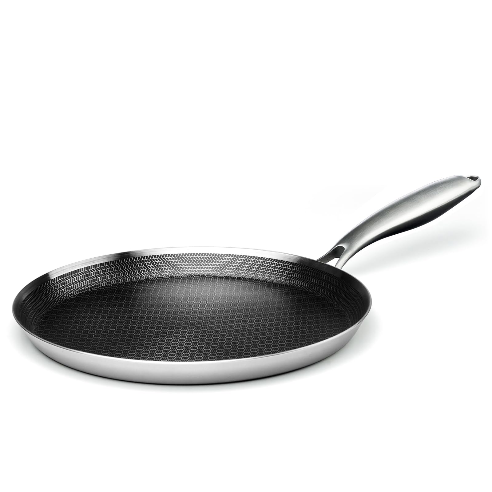 Innerwell Stainless Steel Crepe Pan - 11Inch Nonstick Crepe Pan, Stainless Steel Honeycomb Coating Pancake Pan, Non Stick Flat S