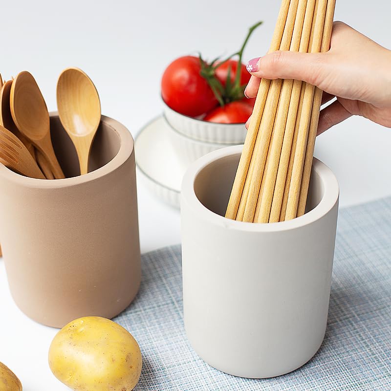 Selegna Instant Dry Utensil Holder For Kitchen Countertop, Diatomite Stone Utensil Caddy, Diatomaceous Earth Kitchen Utensil Org