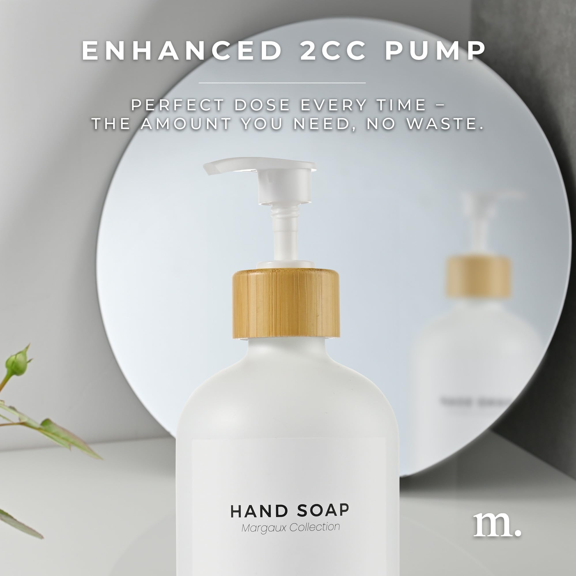 Maisonovo Hand Soap Dispenser | 16.9 Fl Oz Glass White Soap Dispenser With Bamboo Pump