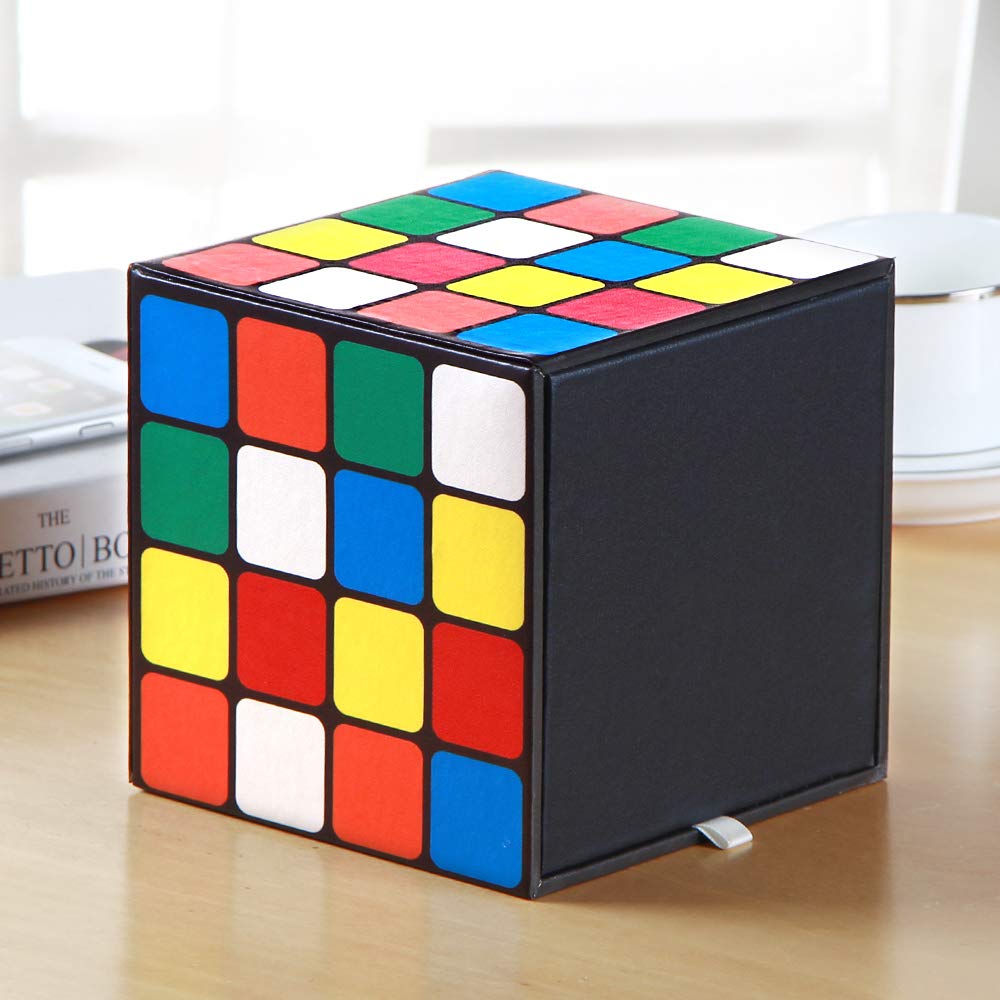 Tissue Box Holder Leather Square Facial Tissue Box Cover Pumping Paper Case Dispenser, Magic Cube Napkin Holder For Bathroom Van