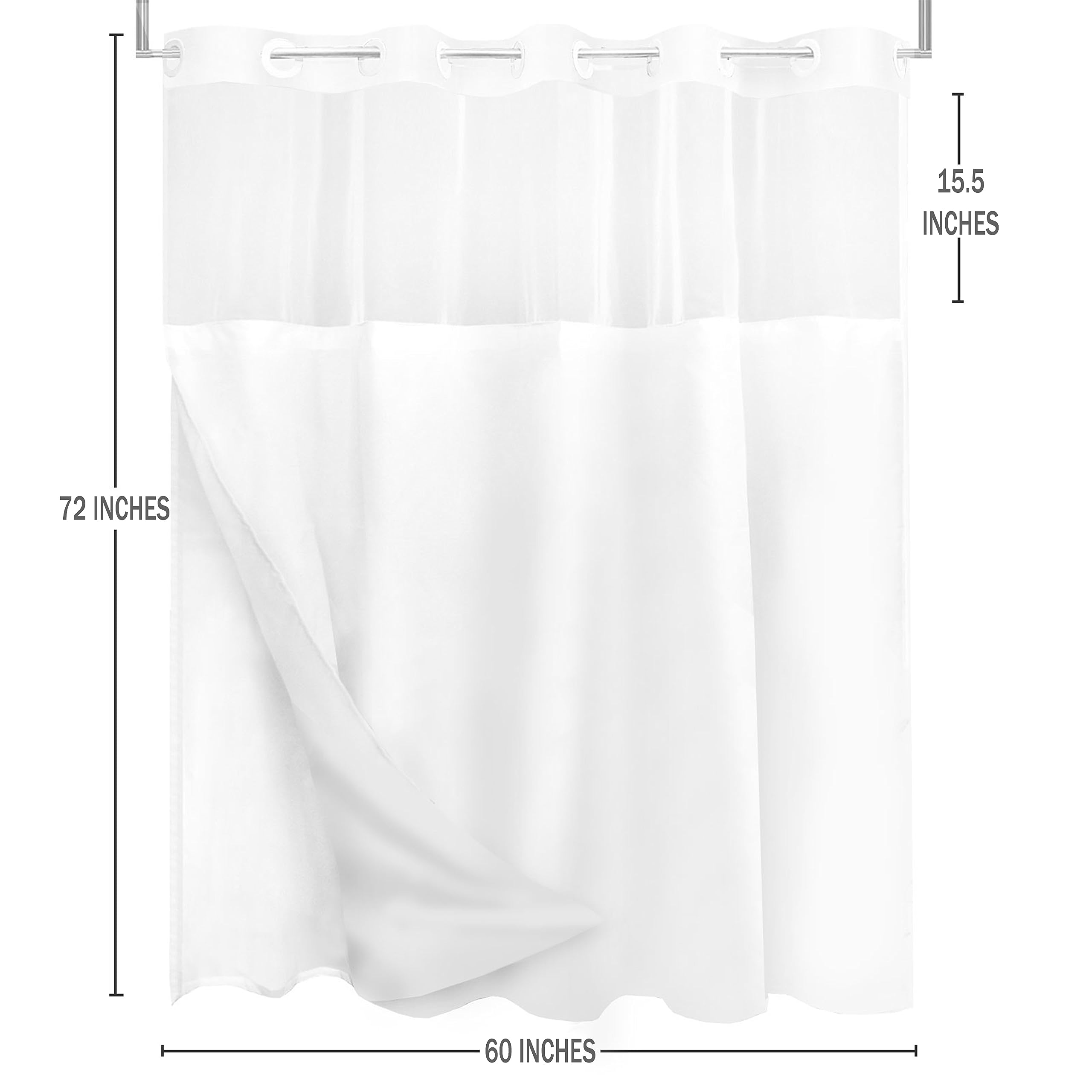 Tititex No Hooks Snap In Liner Purple Eucalyptus Leaves Shower Curtain Sets, Hotel Luxury Double Layers Waterproof Fabric & See-