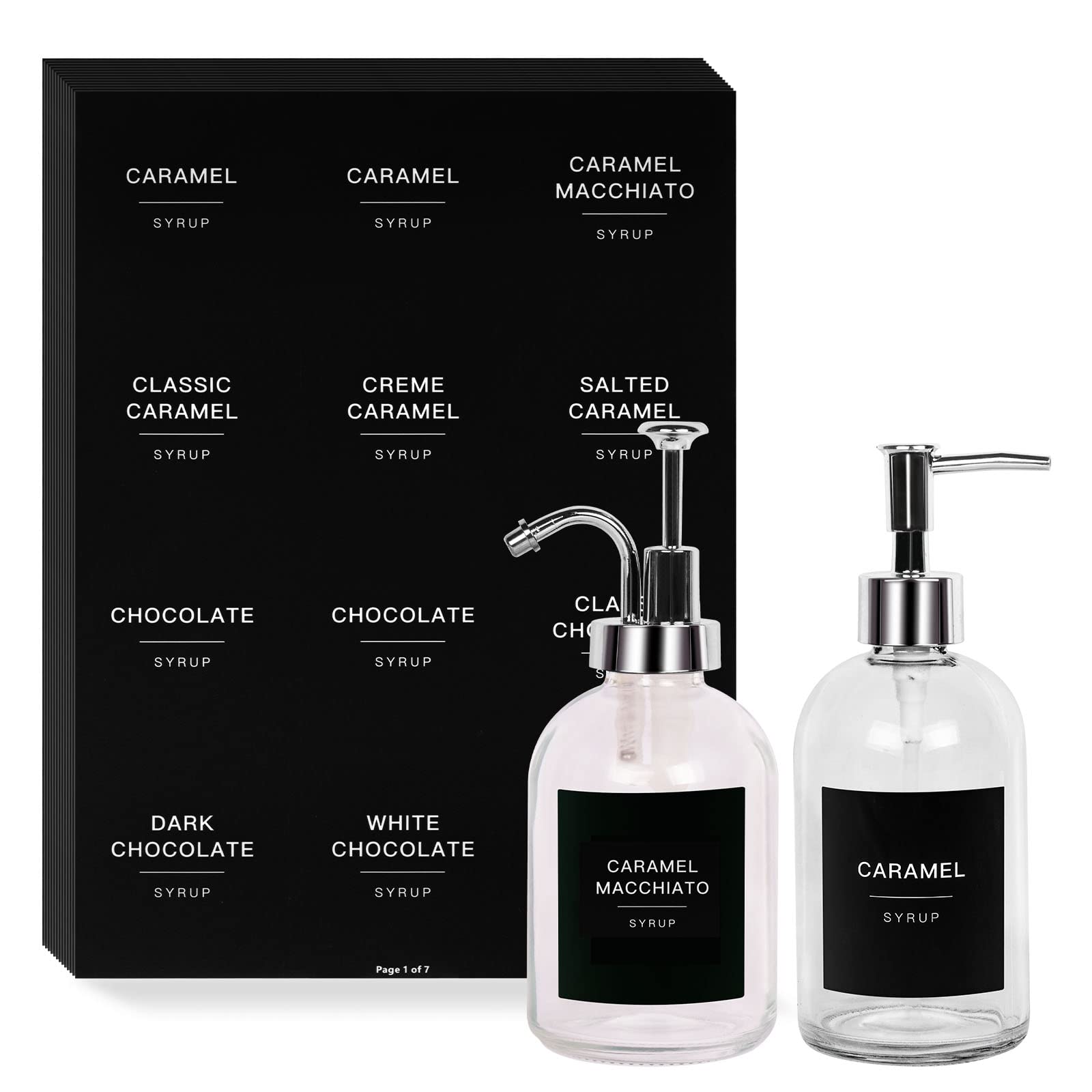 Gbuxska 84Pcs Black Coffee Syrup Labels For Coffee Bar Accessories, Minimalist Fancy Decor For Coffee Station, Coffee Bar Labels