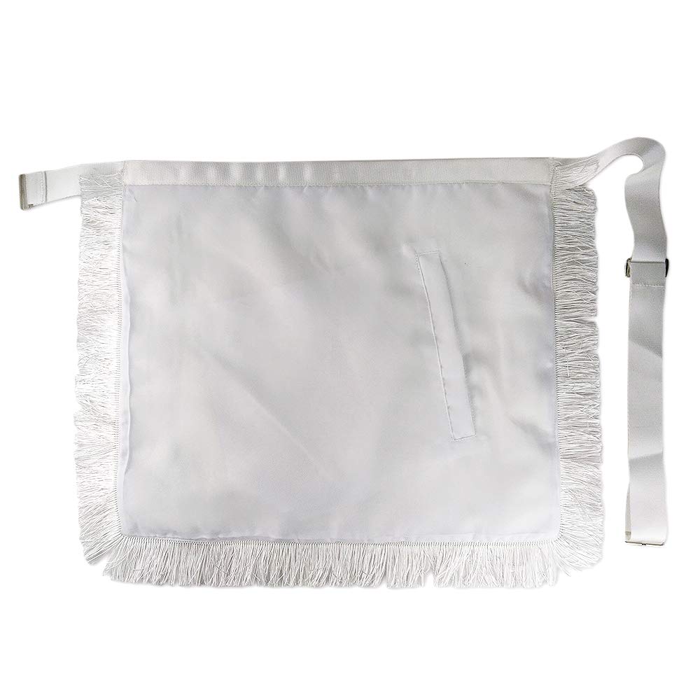 Masonic Apron Synthetic Leather Embroider Square Compass G With White Fringes
