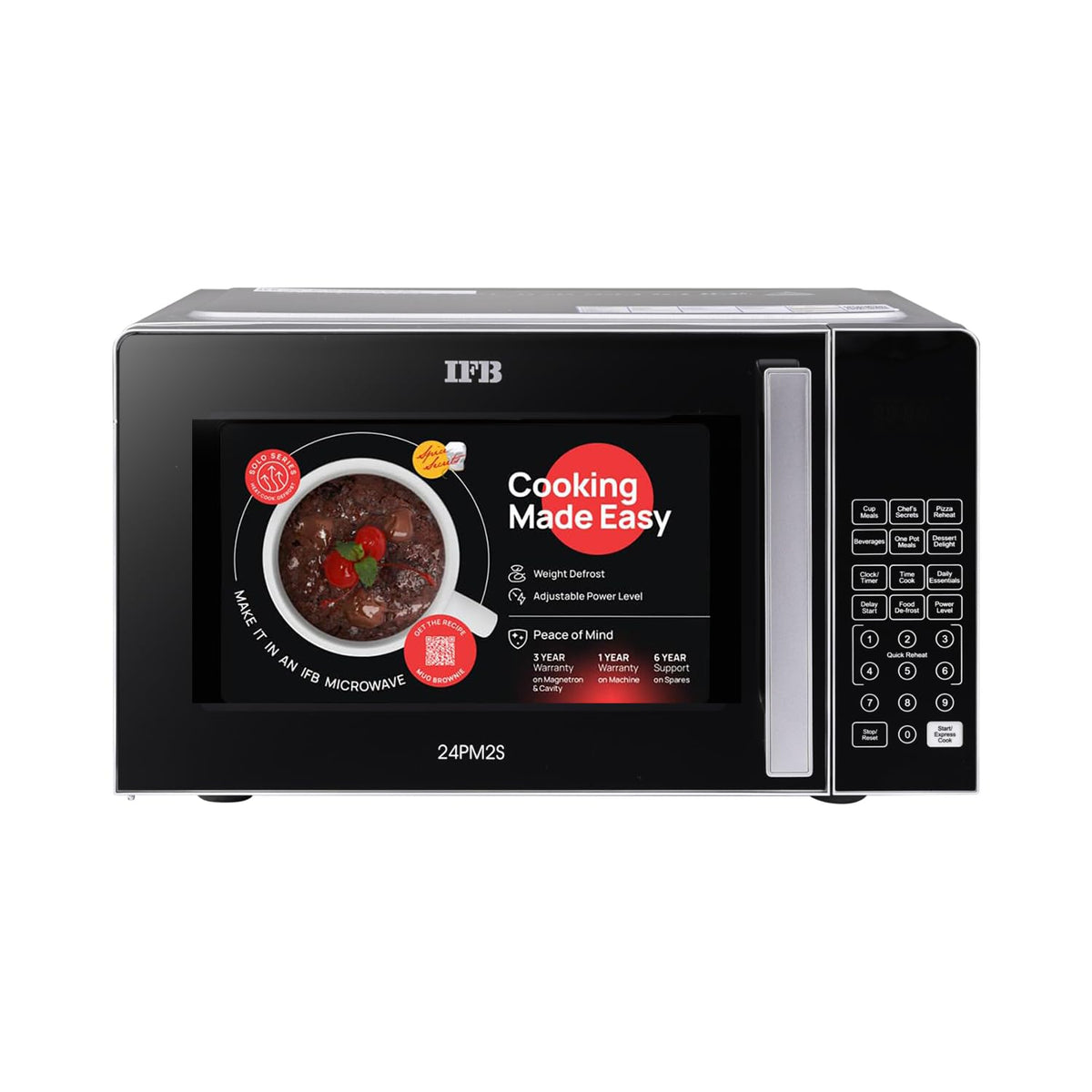 Ifb 24L Solo Microwave Oven With 69 Auto Cook Menus (24Pm2S, Silver, M ...
