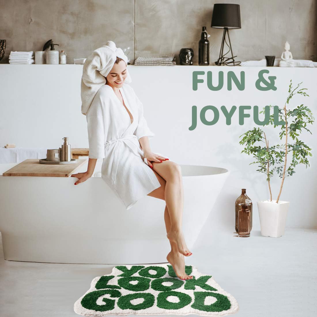 Dyefury ?????????? ????'' ??????'' You Look Good Bath Mat Green Cute Cool Bathroom Rug Fun Bathroom Mats Funny Funky Bathroom De