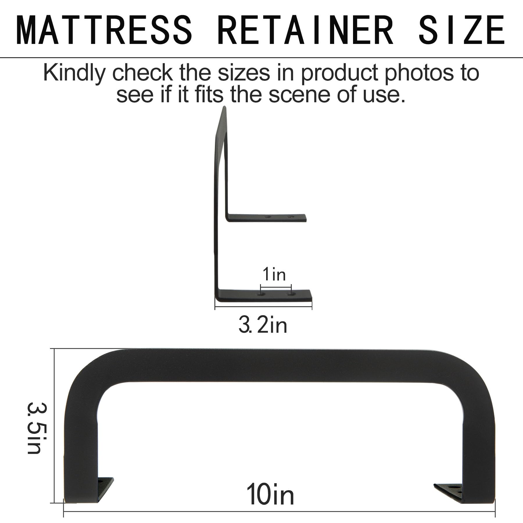 KOXHERO Mattress Retainer Bar Bracket - Metal, Adjustable, 3.5in, Black, 2pcs for Platform Beds & RVs