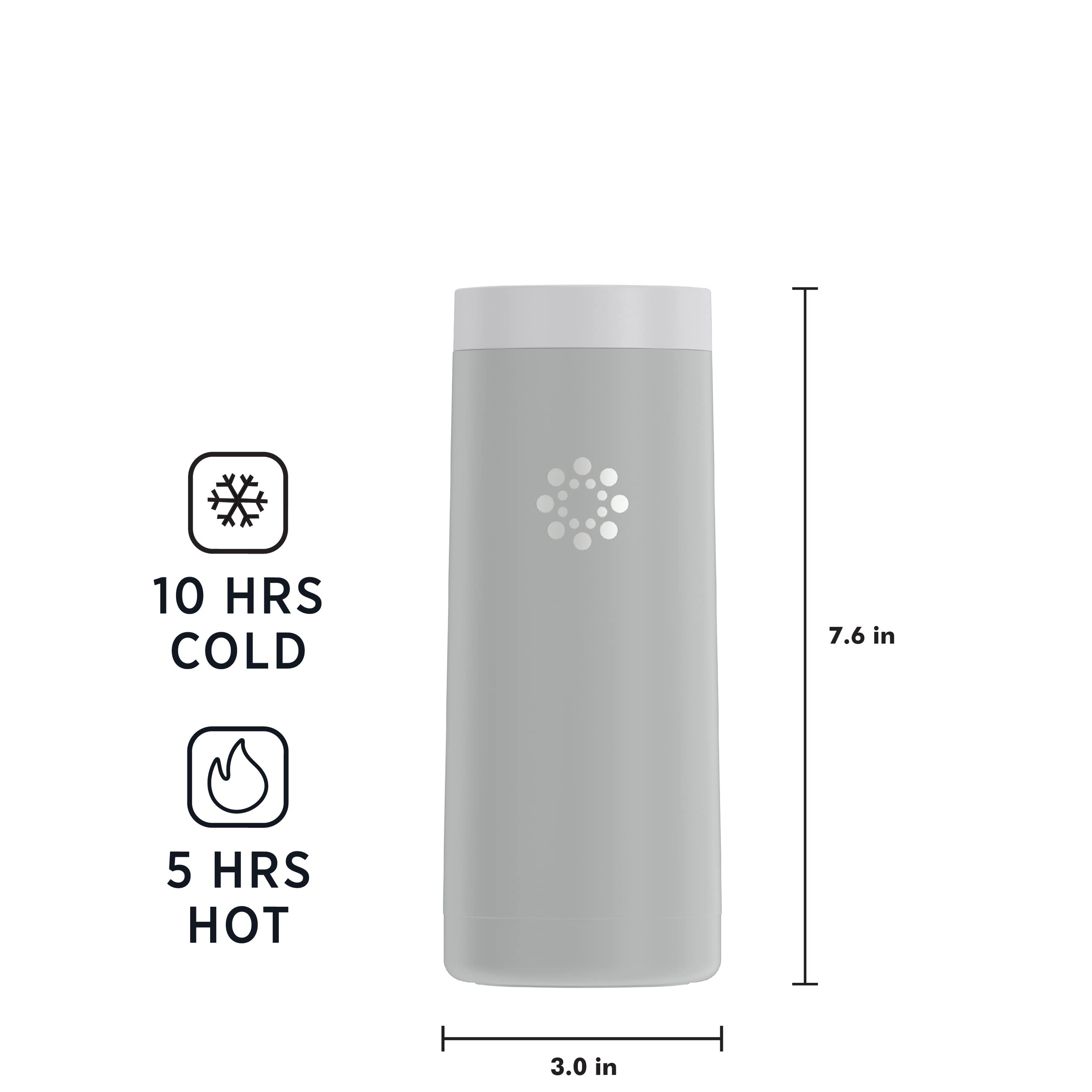 Lifefactory Stainless Steel Vacuum-Insulated Tumbler, 16 Ounce, Stone Gray