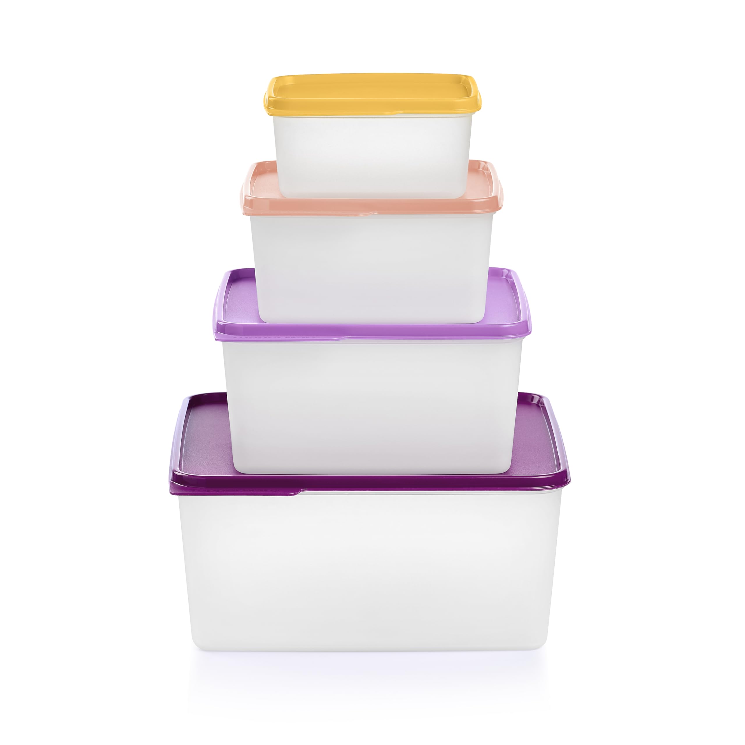 Tupperware Keeptabs 4-Container Stacking Food Storage Set, Multi Color Lids, Nestable, Dishwasher Safe and BPA Free (4 Container