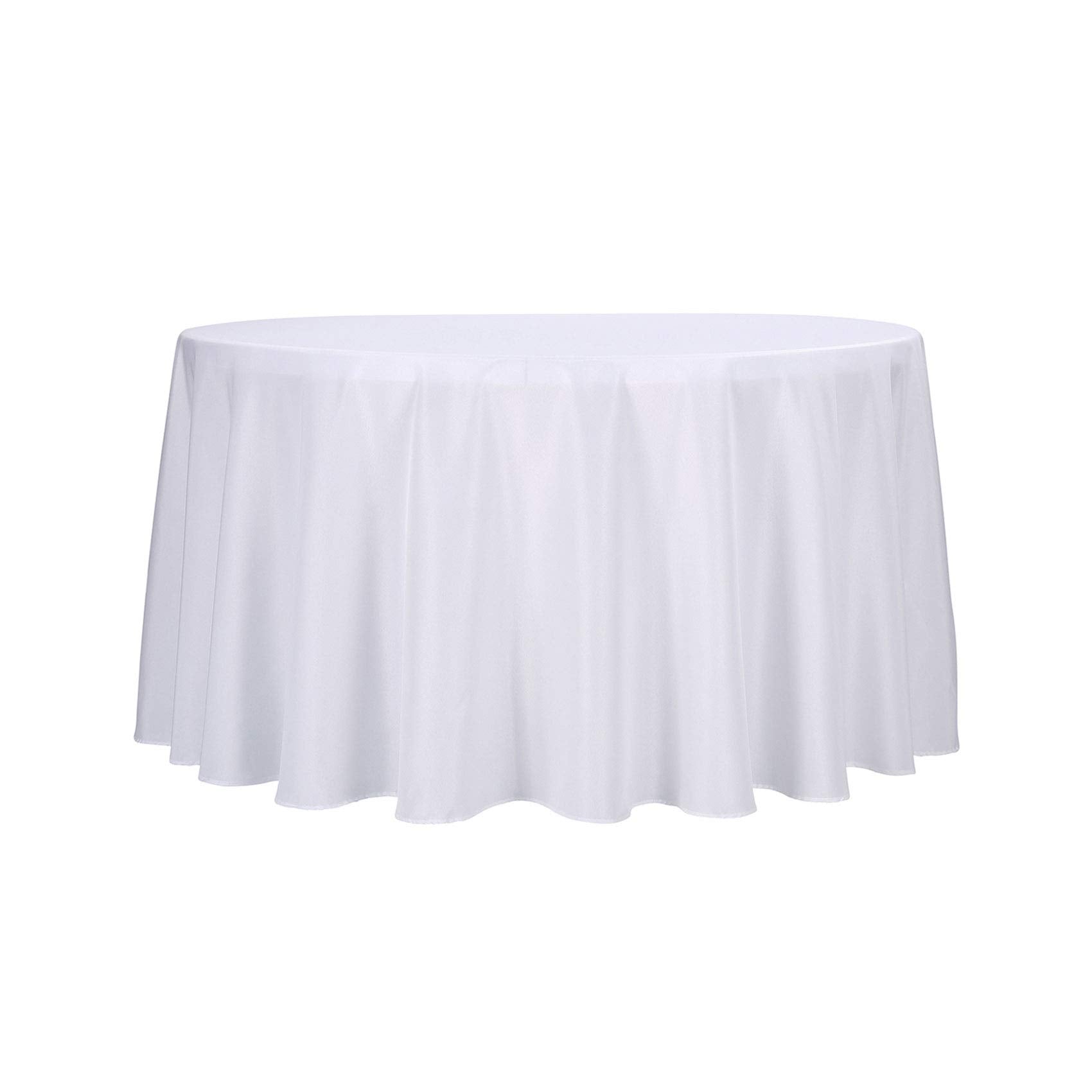 Ascoza 2 Pack 132 Inch White Round Tablecloth In Polyester Fabric For Wedding/Banquet/Restaurant/Parties