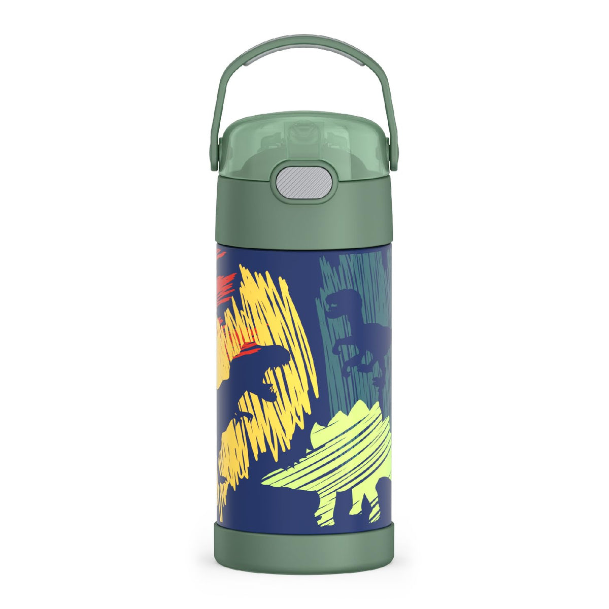 Thermos Funtainer Water Bottle With Straw - 12 Ounce, Dinosaurs - Kids Stainless Steel Vacuum Insulated Water Bottle With Lid