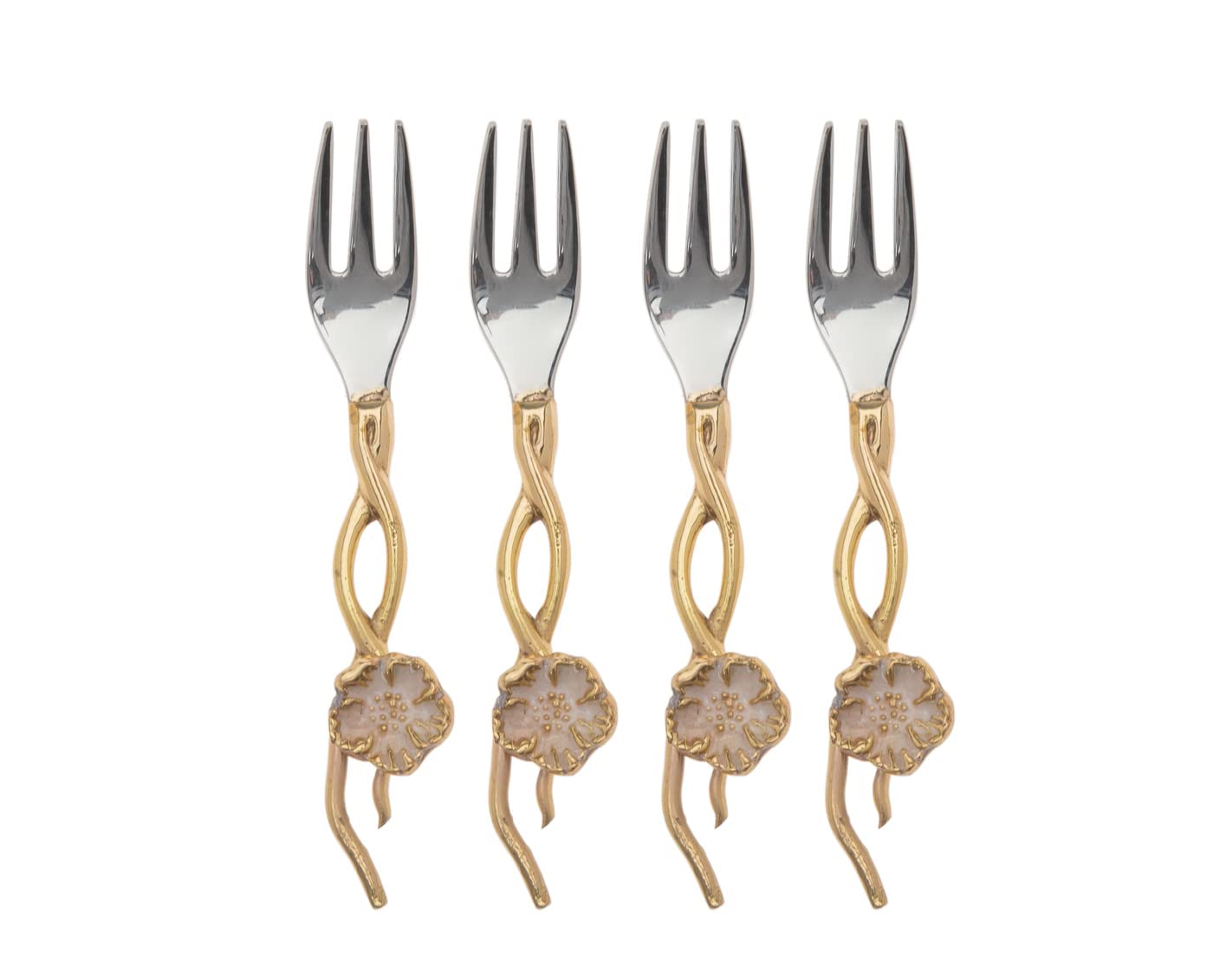 Godinger Dessert Forks, Salad Forks With Gold Handle, Set Of 4