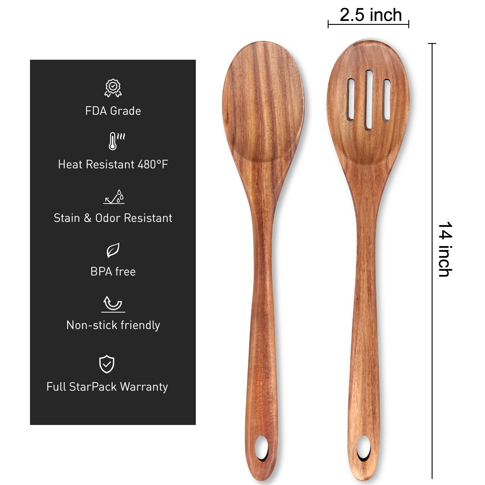 14 Inch Large Wooden Spoon For Cooking Mixing Spoon Serving Spoons Big Non Stick Wood Spoon Spatula Long Handle Spoon Stirring C