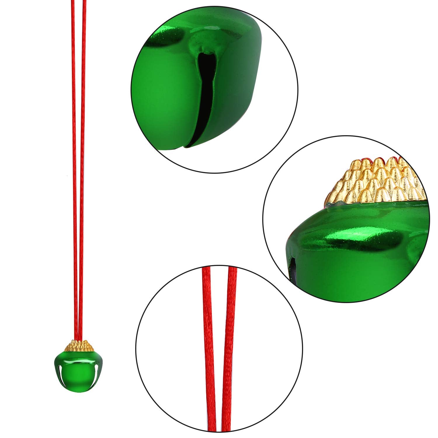 URATOT 24 Pieces Christmas Jingle Bell Necklaces Xmas Decoration Bell Necklaces with Connect Ribbons for Christmas Holiday Suppl