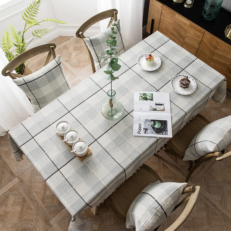Neelvin Rustic Rectangle Burlap Thick Tablecloth Cotton Linen Table Linens Tablecloths Waterproof Wrinkle Free Table Cover for Kitchen Dinning 55''x55'' 4 Seats