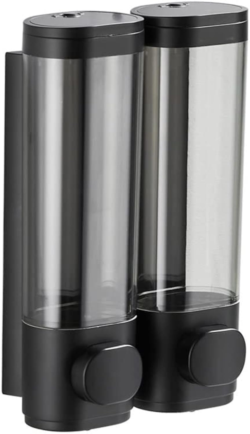 2-Chamber Soap Dispensers Wall Mount,400Ml Bathroom Shower Dispenser,Press Manually Lotion Shower Soap Dispenser Use For Home,Ba