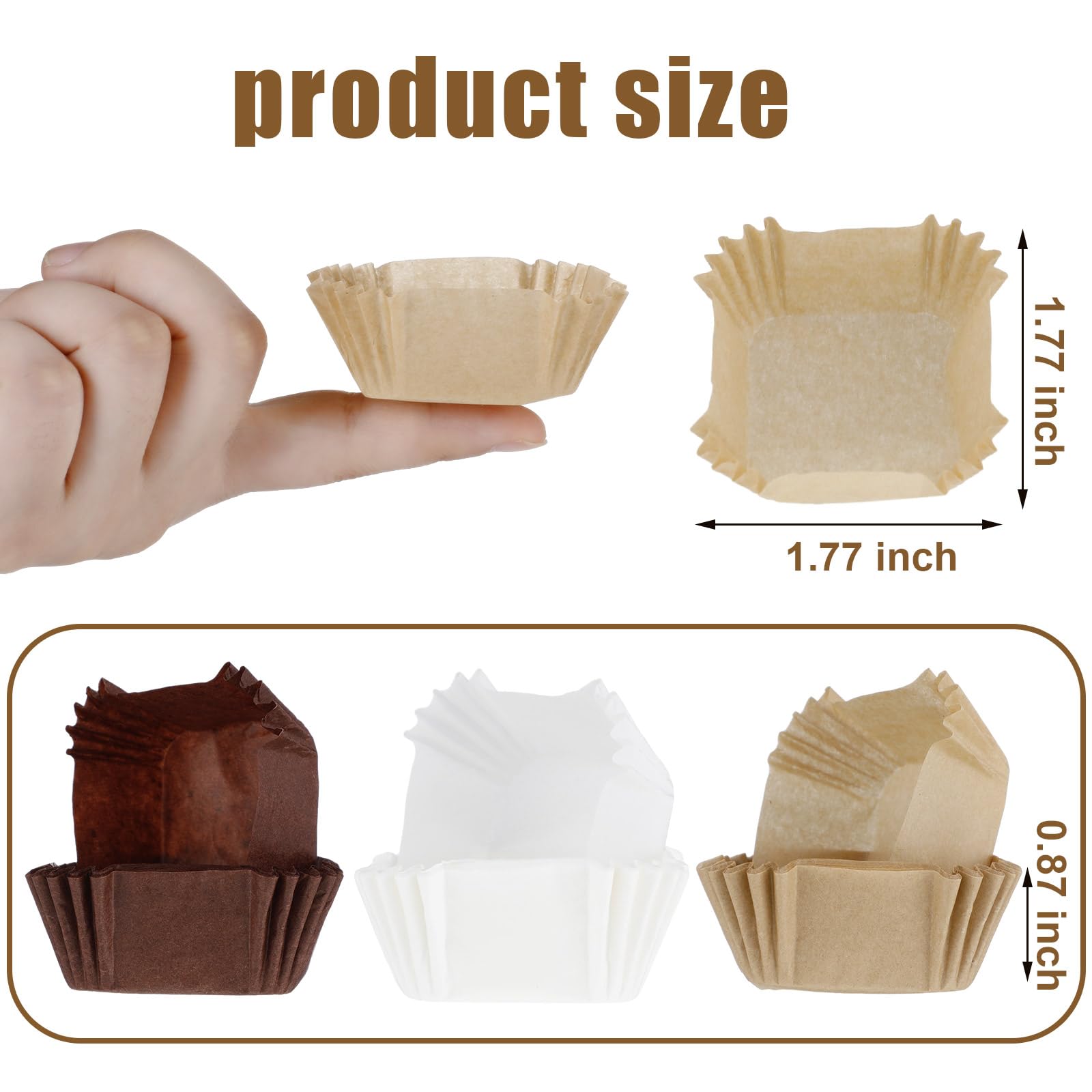 Layhit Mini Cupcake Liners - 900 Pcs Disposable Paper Baking Cups - Brown for Weddings, Parties, and Celebrations