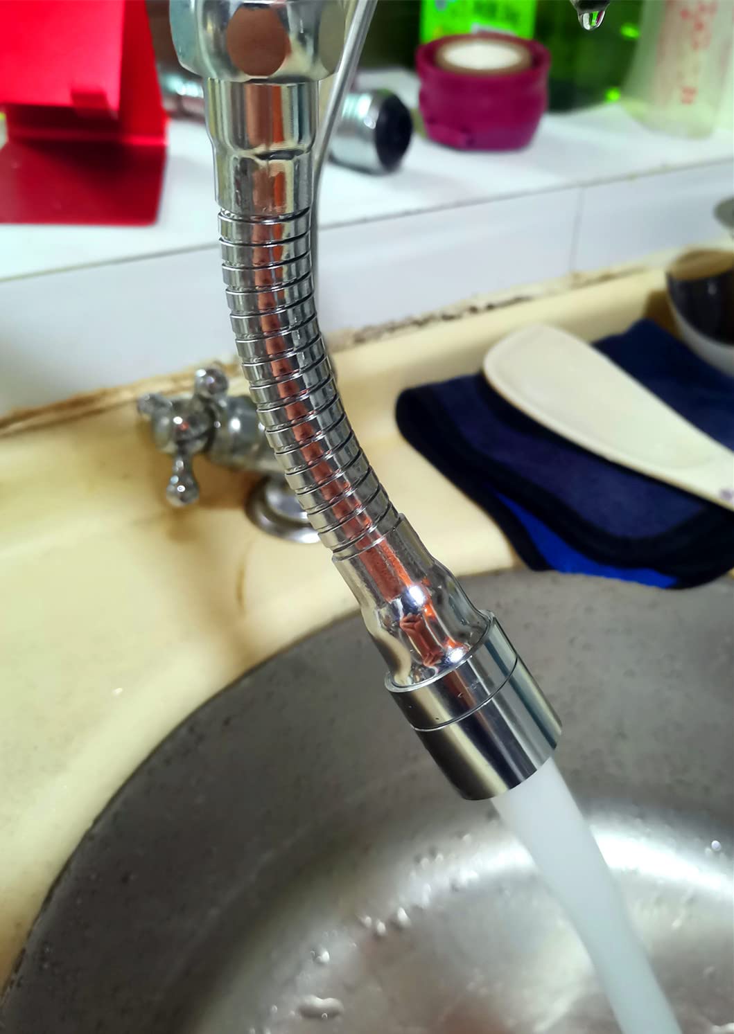 7 Inch Metal Hose Faucet Sprayer Attachment Goose Neck Kitchen Sink Aerators Polished Chrome For Cold Hot Water (Silver)