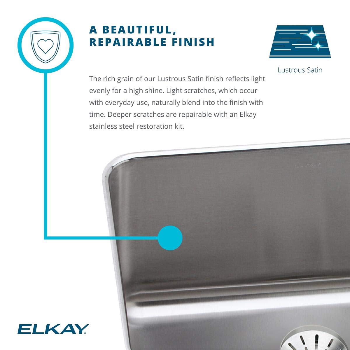 Elkay Lustertone Classic Stainless Steel 21-1/2'' x 18-1/2'' x 4-7/8''  Single Bowl Undermount ADA Sink