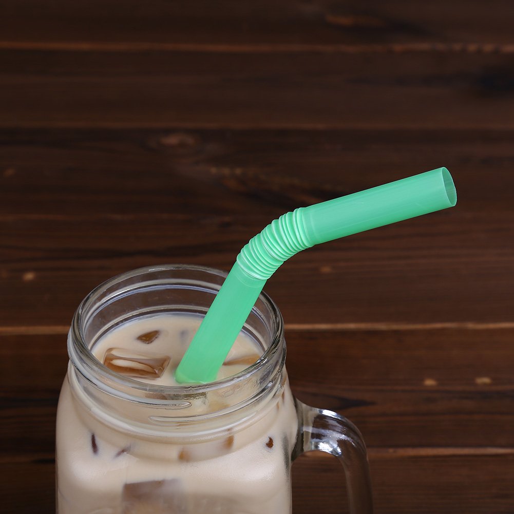 Jumbo Flexible Smoothie Plastic Straws, 100 Pcs Assorted Colors Large Bendable Disposable Milkshake Straws, Wide Bendy Boba Drin