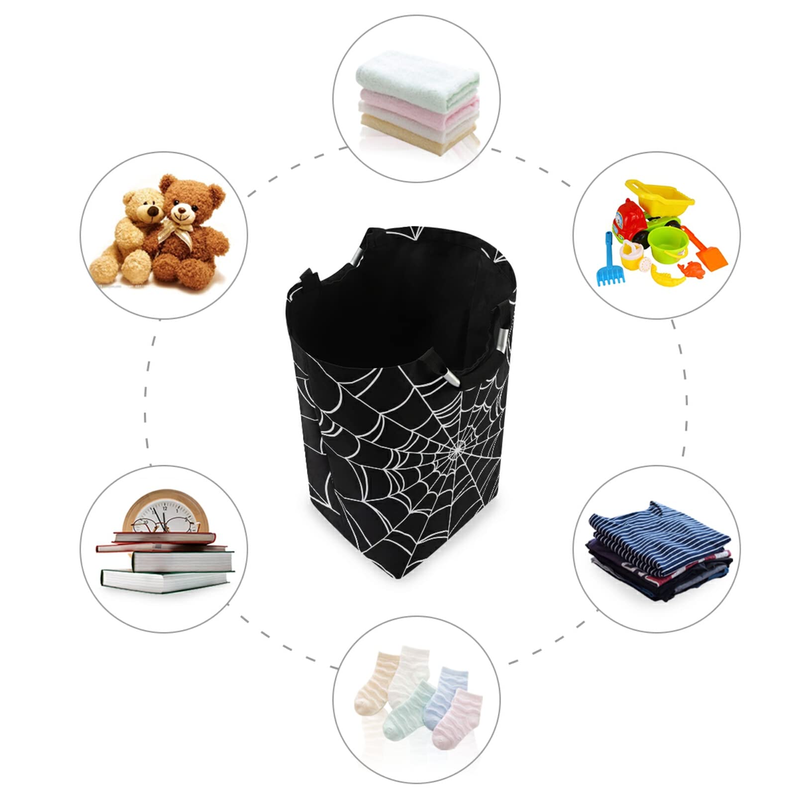 Xuwu 50L Laundry Basket Halloween Spider Foldable Laundry Hamper With Padded Handles Waterproof Durable Clothes Hamper Storage B