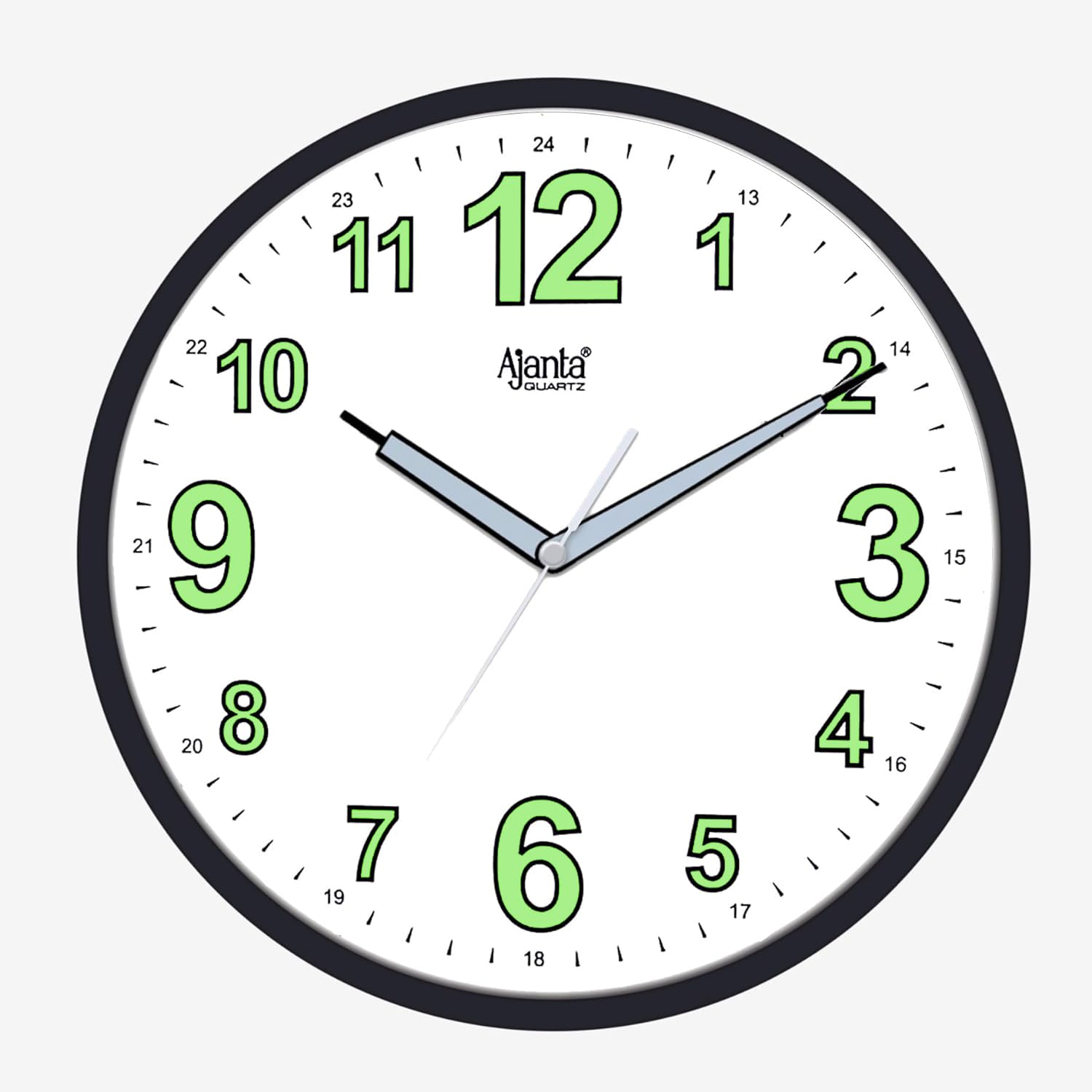 Ajanta Night Glow Radium Plastic Analog Wall Clock (310 X 44 X 310 Mm)(Matt Black)