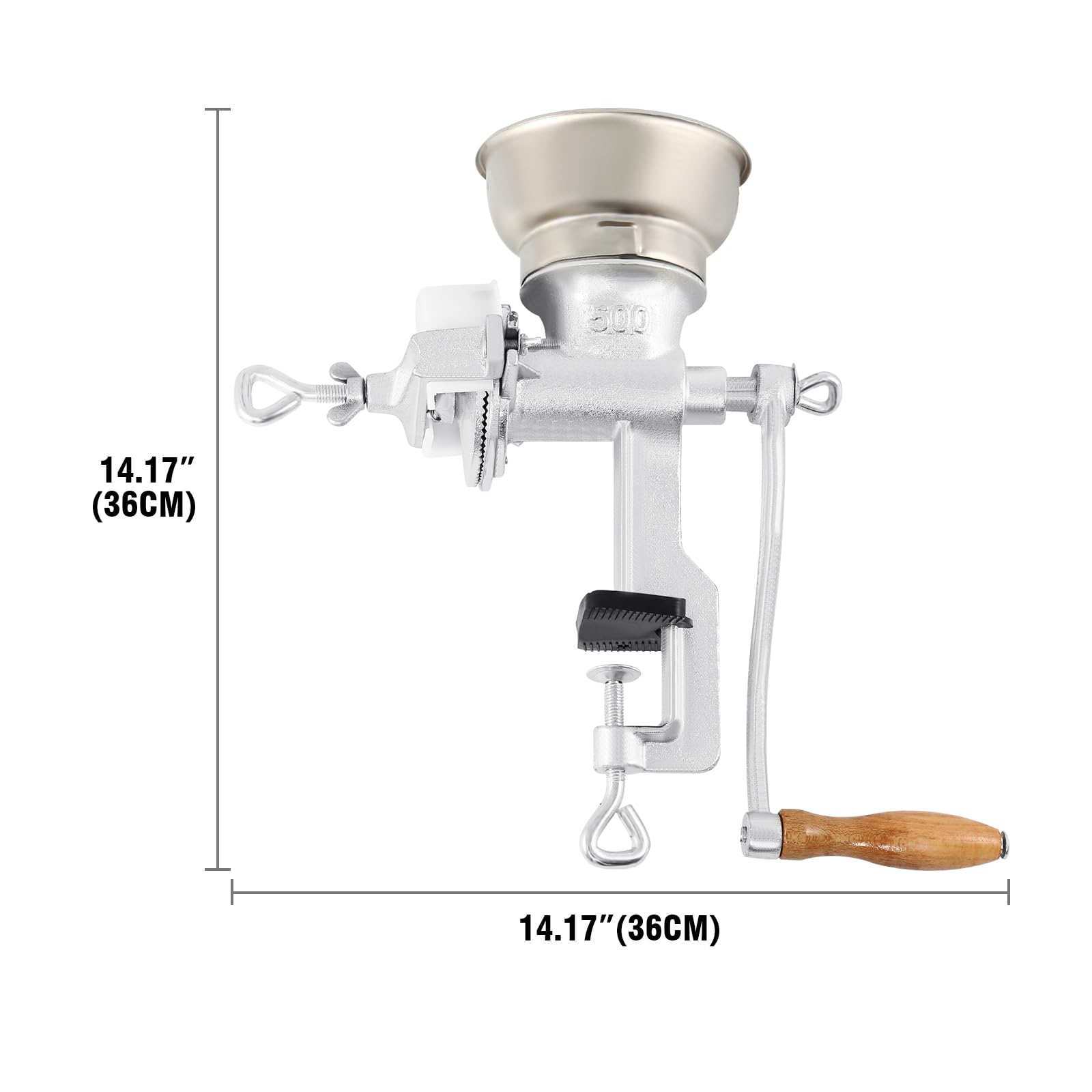 Samger Cast Iron Hand Crank Grinder Manual Corn Grinder Spice Grinder Table Clamp With Hopper For Wheat, Oats, Nut, Herbs, Coffe