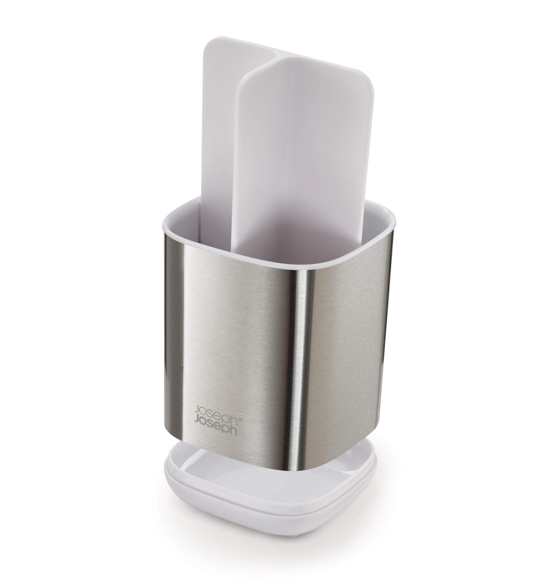 Joseph Joseph EasyStore Stainless Steel Toothbrush Holder Caddy, Small, Model 70530, Bathroom Storage Organizer