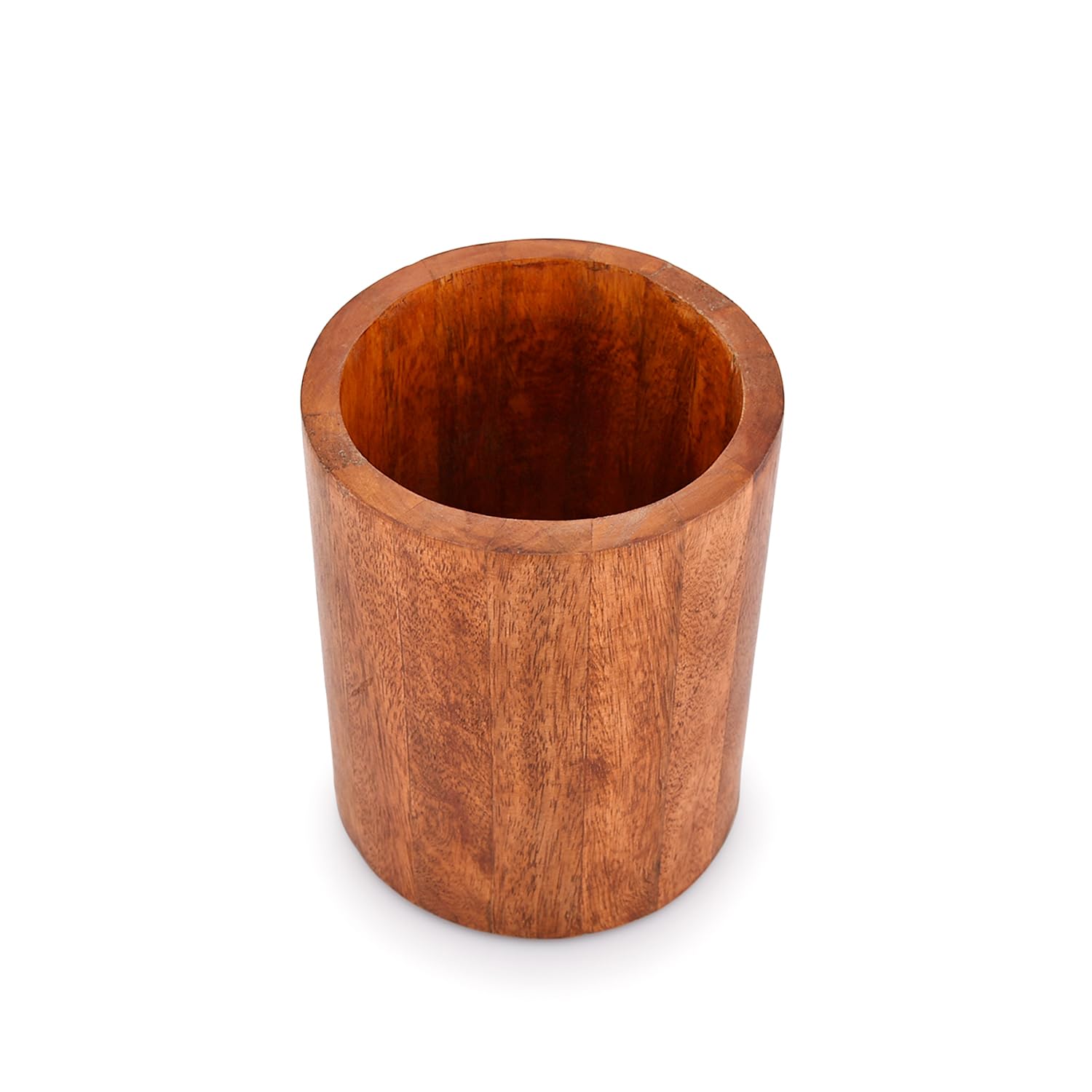 Edhas Natural Mango Wood Cooking Utensil Holder For Countertop, Spoons, Cooking Tools, Etc. (5'' X 5'' X 6'')