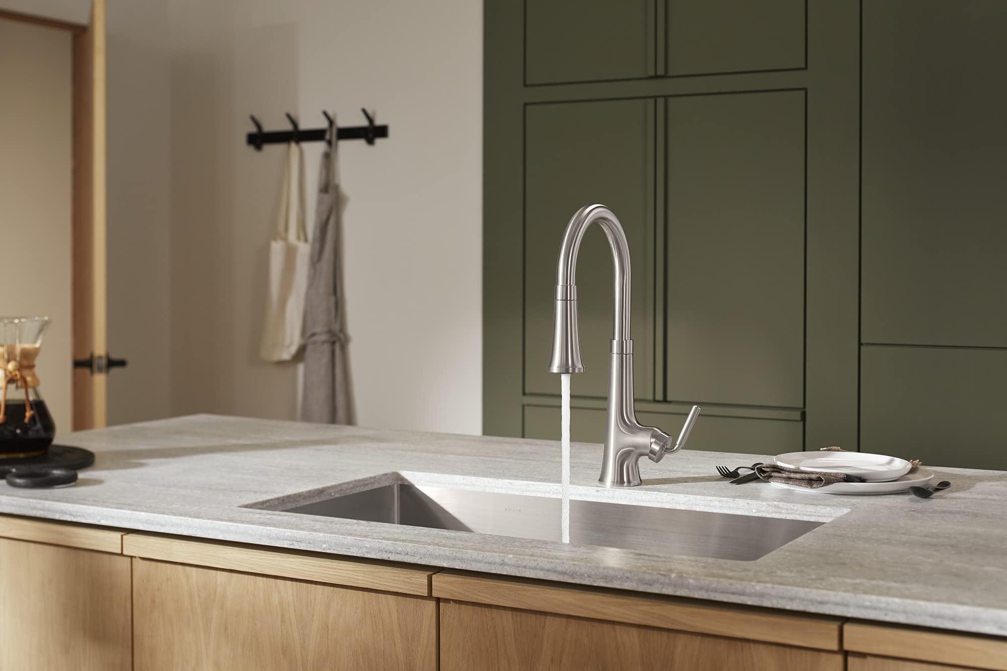 Kohler 23766-Vs Tone Pull Down Sprayer, Touchless Faucet For Kitchen Sink, Vibrant Stainless