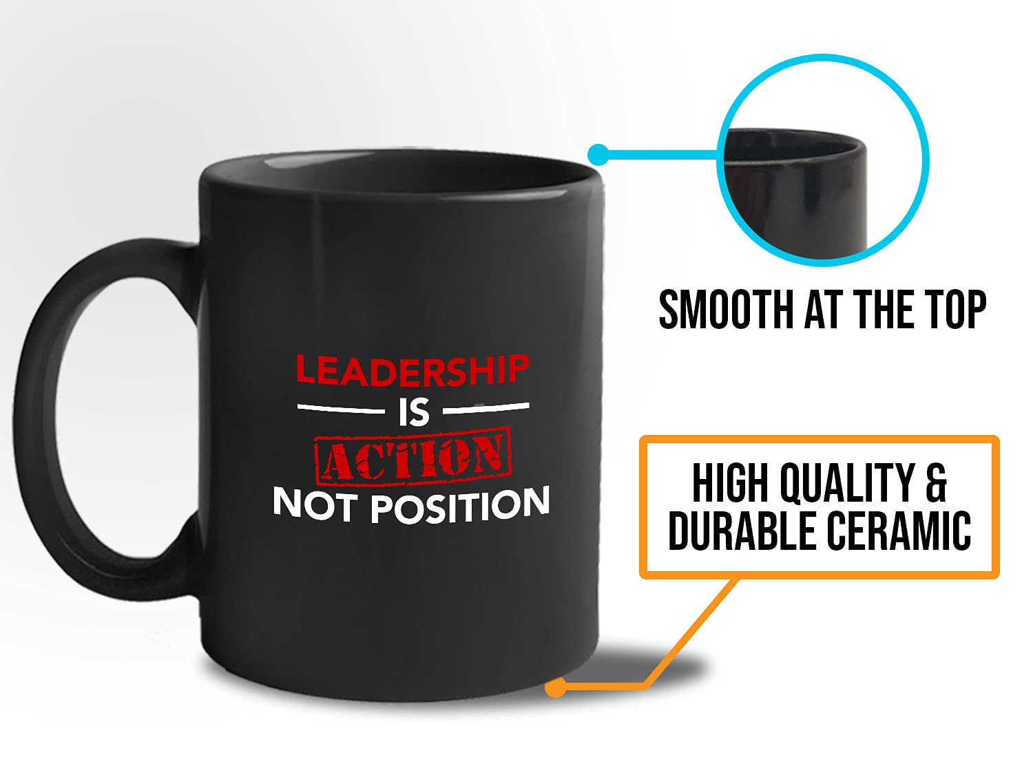 Bubble Hugs Leadership Coffee Mug - Leadership Is Action Not Position - Team Leader Scout Leader Leadership Gifts Coworker Appre