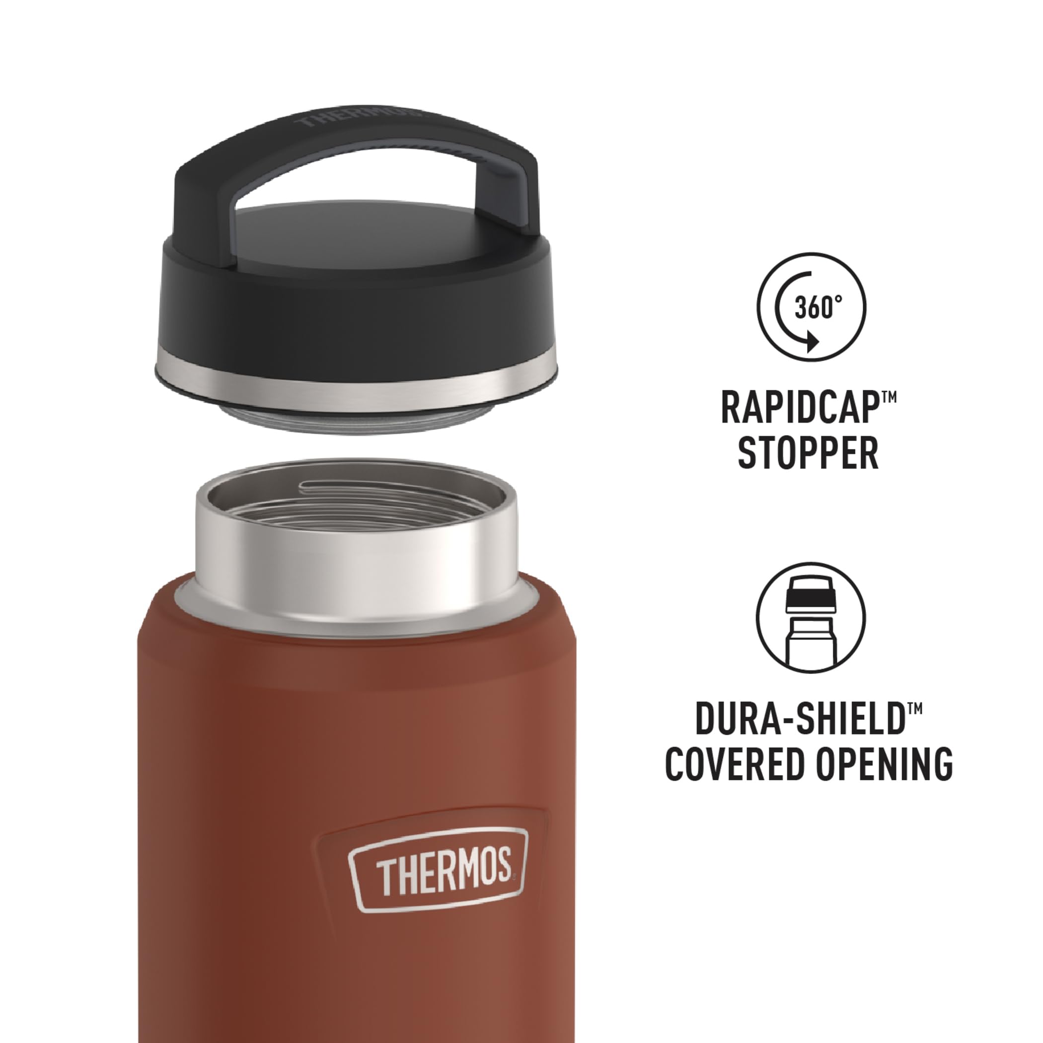 Thermos Icon Series Water Bottle With Screw Top Lid - 40 Ounce, Saddle - Stainless Steel Vacuum Insulated Water Bottle With Lid