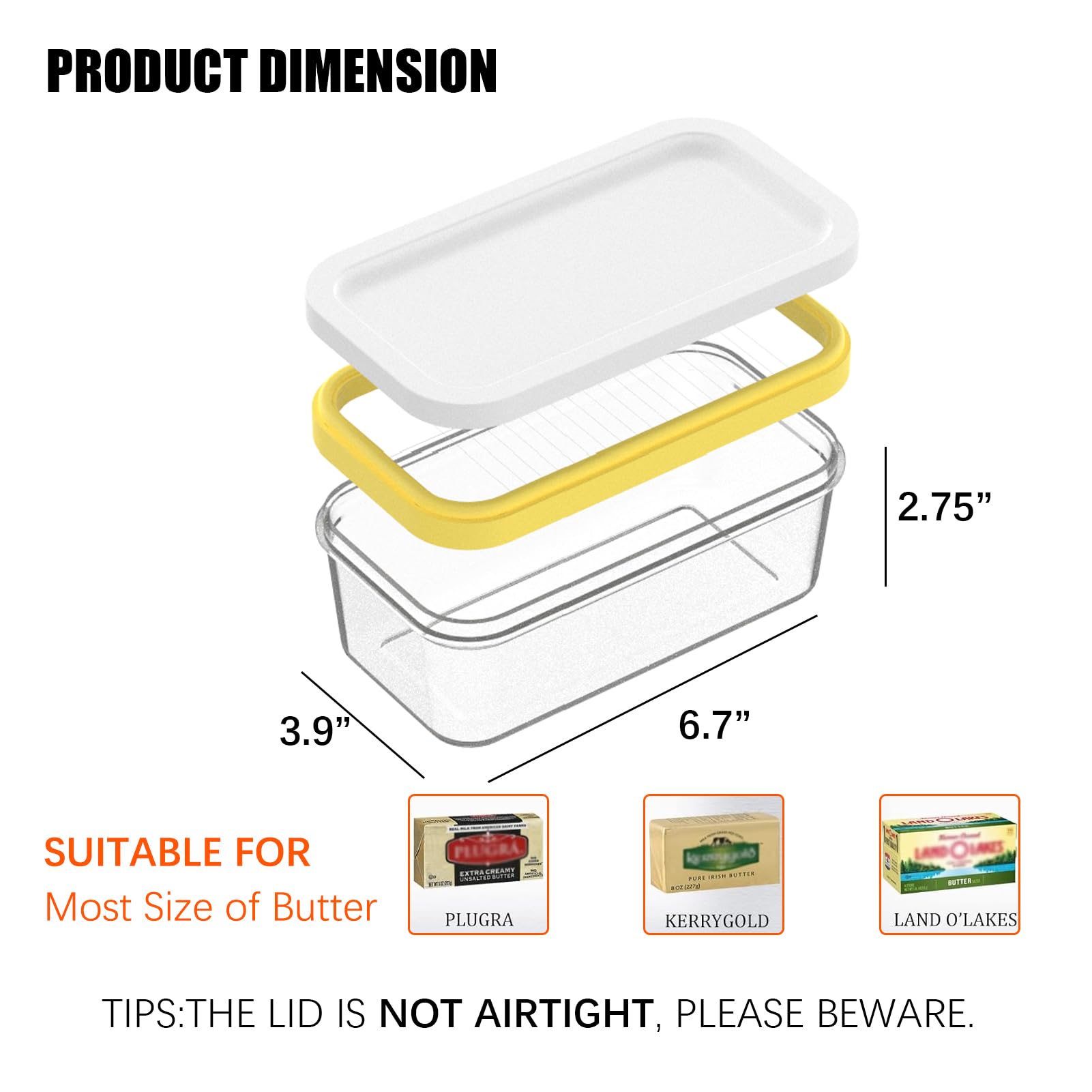 Univivo Butter Slicer Cutter, Stick Butter Container Dish With Lid For Fridge, Easy Cutting Two 4Oz Sticks Butter(Not Airght, Sm