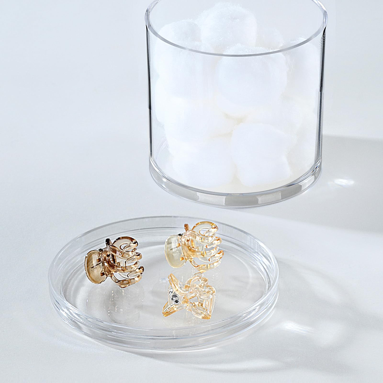 Sheechung 2 Pack Qtip Holder Stackable Plastic Apothecary Jars With Storage Lids Clear Bathroom Accessories For Storage And Orga