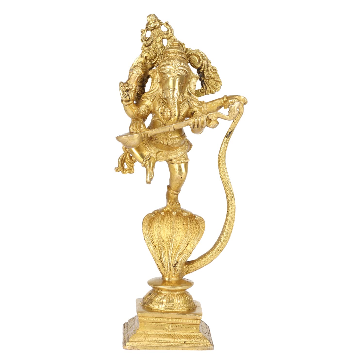 Kartique Brass Lord Ganesha Bhagwan God Standing On Sheshnaag Ganesh Idol Ganpati Murti For Home Entrance Pooja Gift Good Luck V
