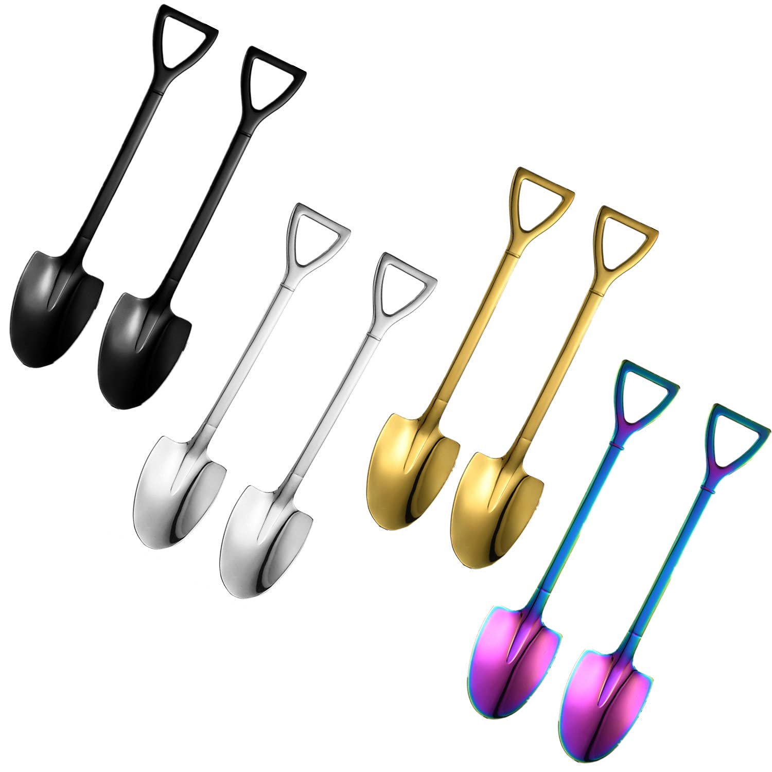 Bulckrew 8Pcs Stainless Steel Flatware Dessert Shovel Spoons Tea Spoons For Coffee Cake Fruit Salad Meat Ice Cream, 6 Inches