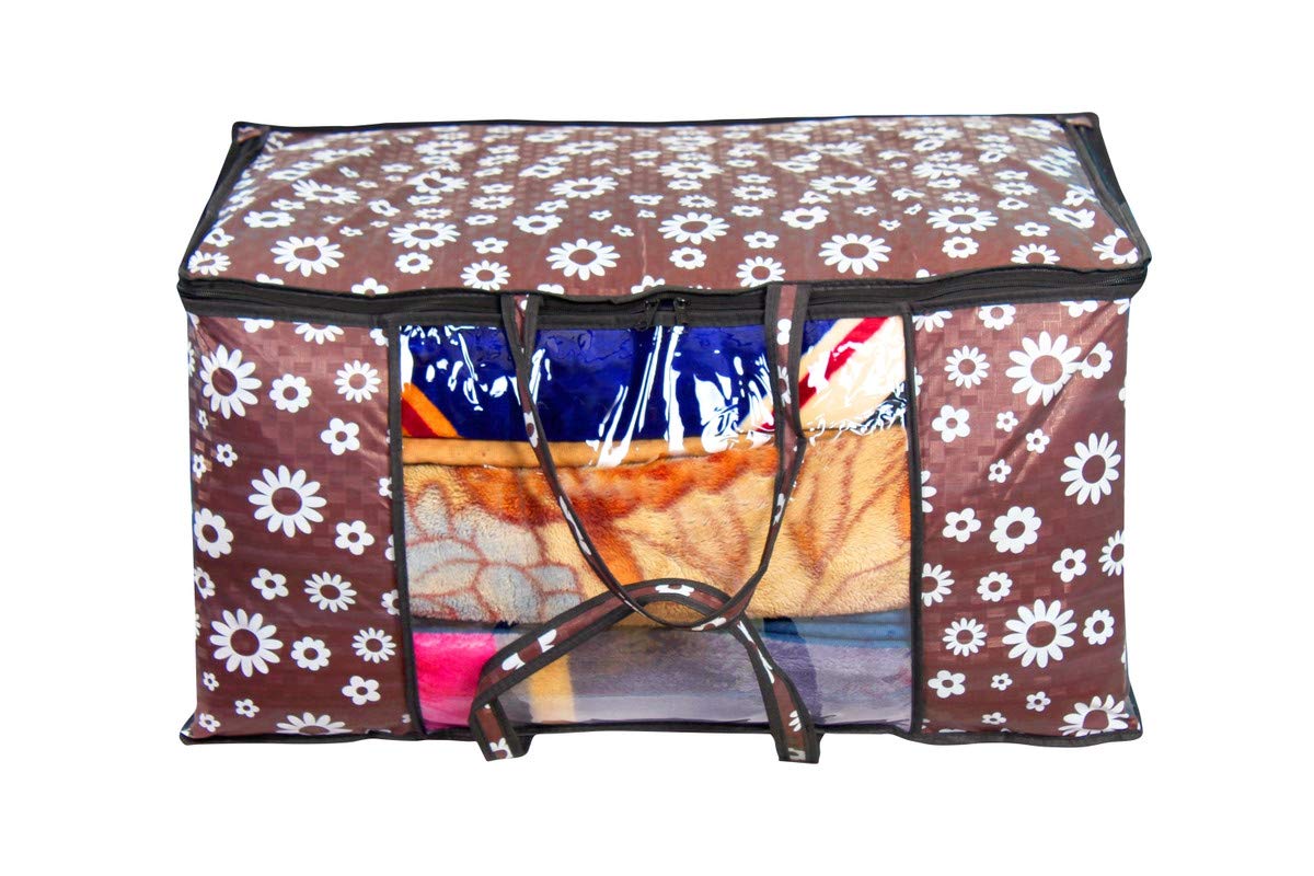 The Furnishing Tree Blanket Bag/Storage Bag/Quilt Bag Large Size Floral Pattern White Set Of 1
