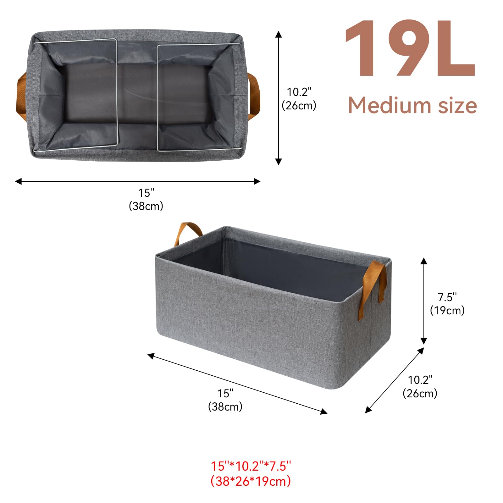 Closet Cloth Storage Bins For Shelves,6 Pack Storage Baskets For Shelves, Medium Linen Bins For Closet Organization With Handles