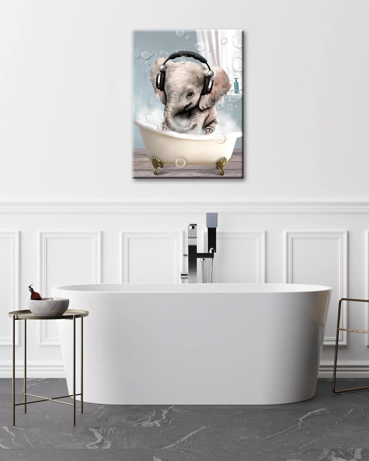 Kids Bathroom Wall Decor Art For Elephant Wall Art Canvas Funny Bathroom Pictures Cute Farmhouse Animal In Bathtub Modern Bath H