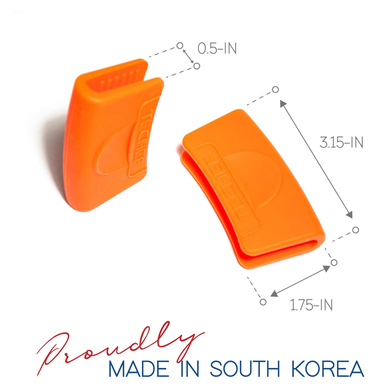 Techef - Silicone Pot Holders/Pinch Grips/Oven Mitts/ (Orange, Set Of 2)/ Made In Korea