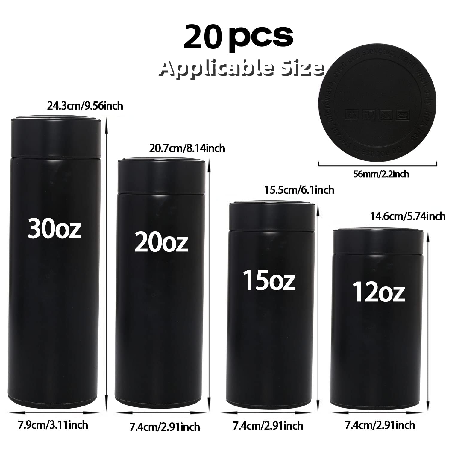20 Pack Rubber Bottoms For Sublimation Tumblers, Protective Non Slip Silicone Bottoms Tumbler Bumpers, Silicone Coasters Tumbler