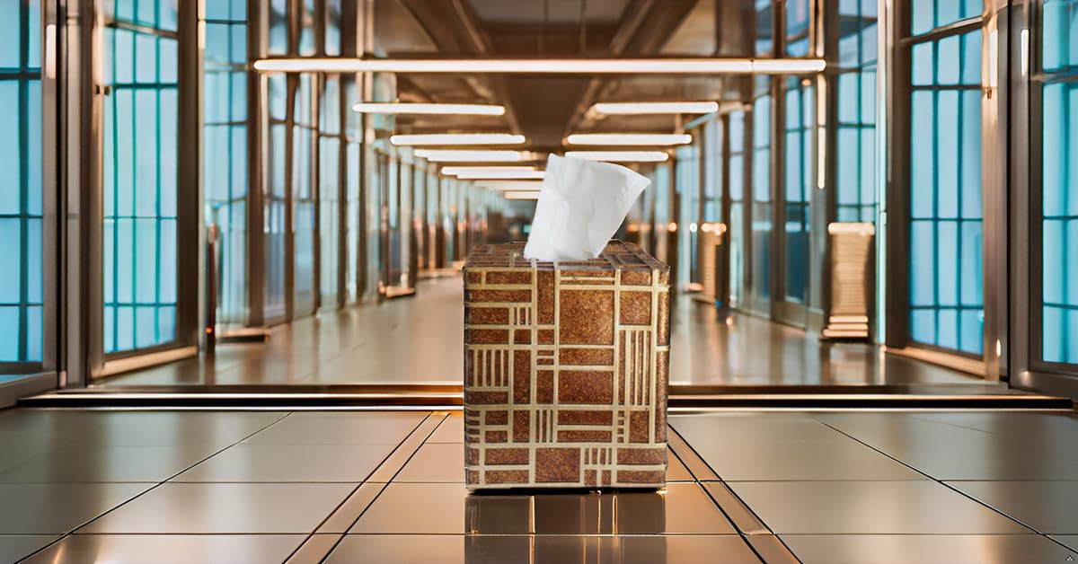 Hymmah Modern Square Tissue Box Cover Holder Bathroom Accessories Decor Unique Design Tissue Box Cover for Bathroom Vanity Counter Tops Also Great for Bedrooms and Living Rooms