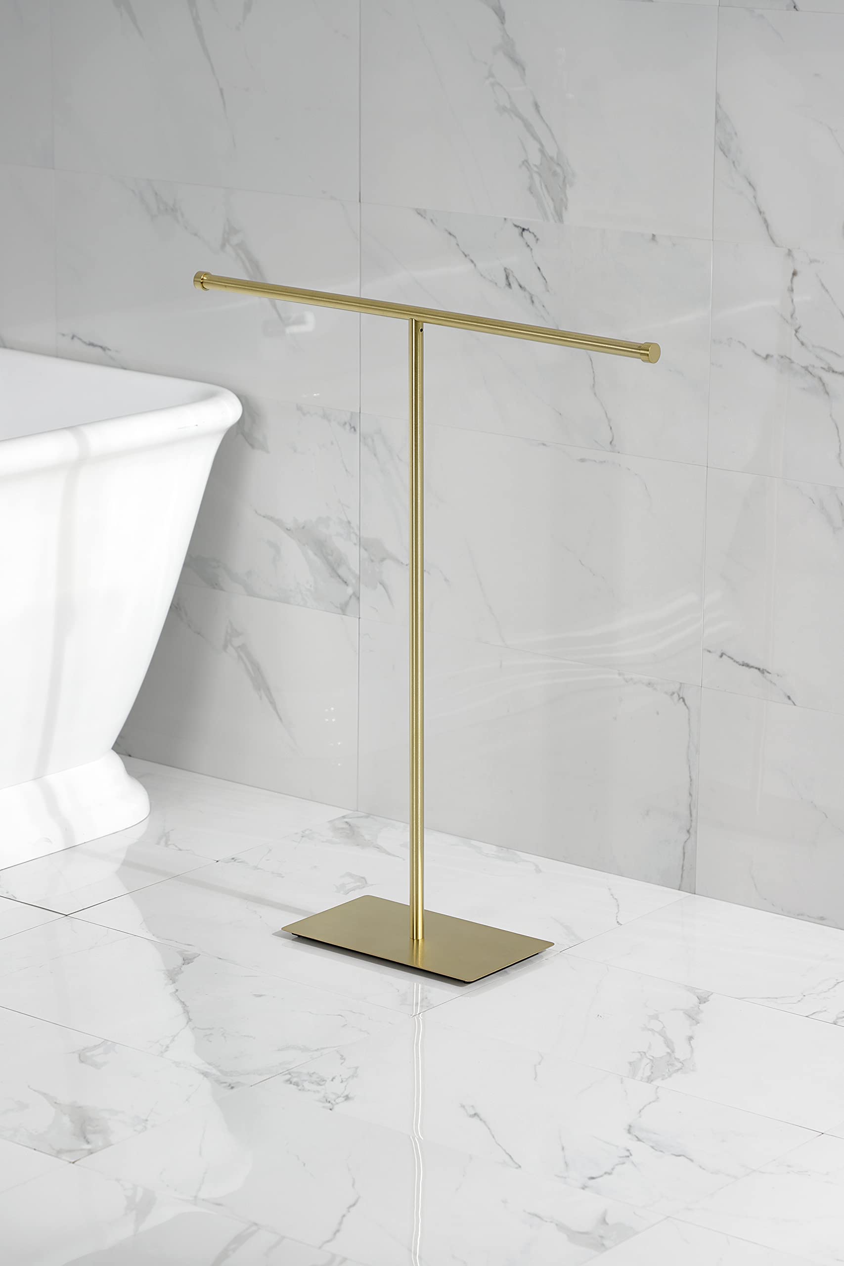 Kingston Brass Cc8207 Claremont Freestanding T-Shape Towel Rack, Brushed Brass