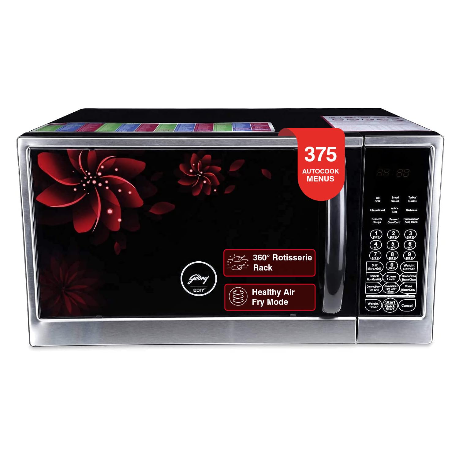 Godrej 30 L Steam Clean Convection Microwave Oven With Rotisserie, Dual Grill Technology And 375 Instacook Menus (Gme 530 Cr1 Sz