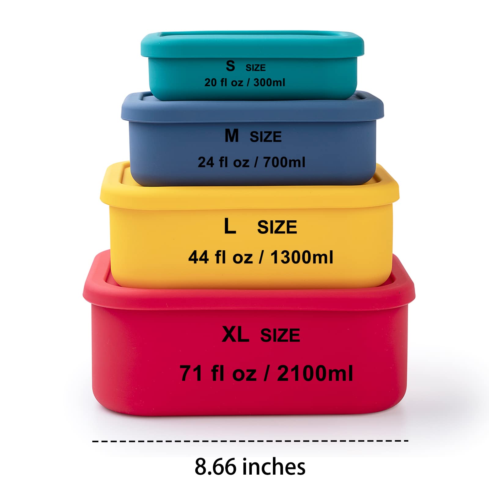 Fengchen Silicone Food Storage Containers Set 4 Kinds Of Different Sizes And Colors Silicone Containers With Lids Silicone Meal