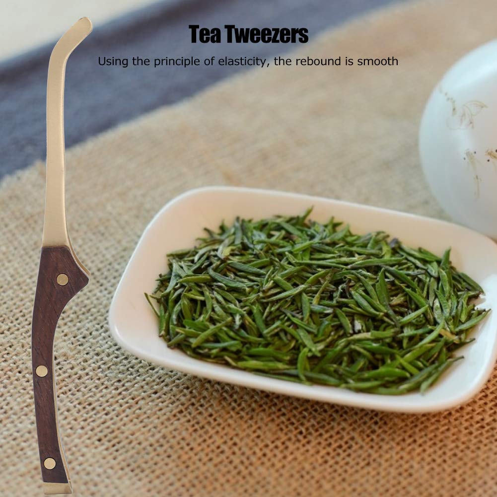 Tea Clip, Hot Wood Copper Tea Clip Non-Slip Tea Set Tweezers Tea Ceremony Accessories Household Mini Tongs Sugar Tongs(1#)