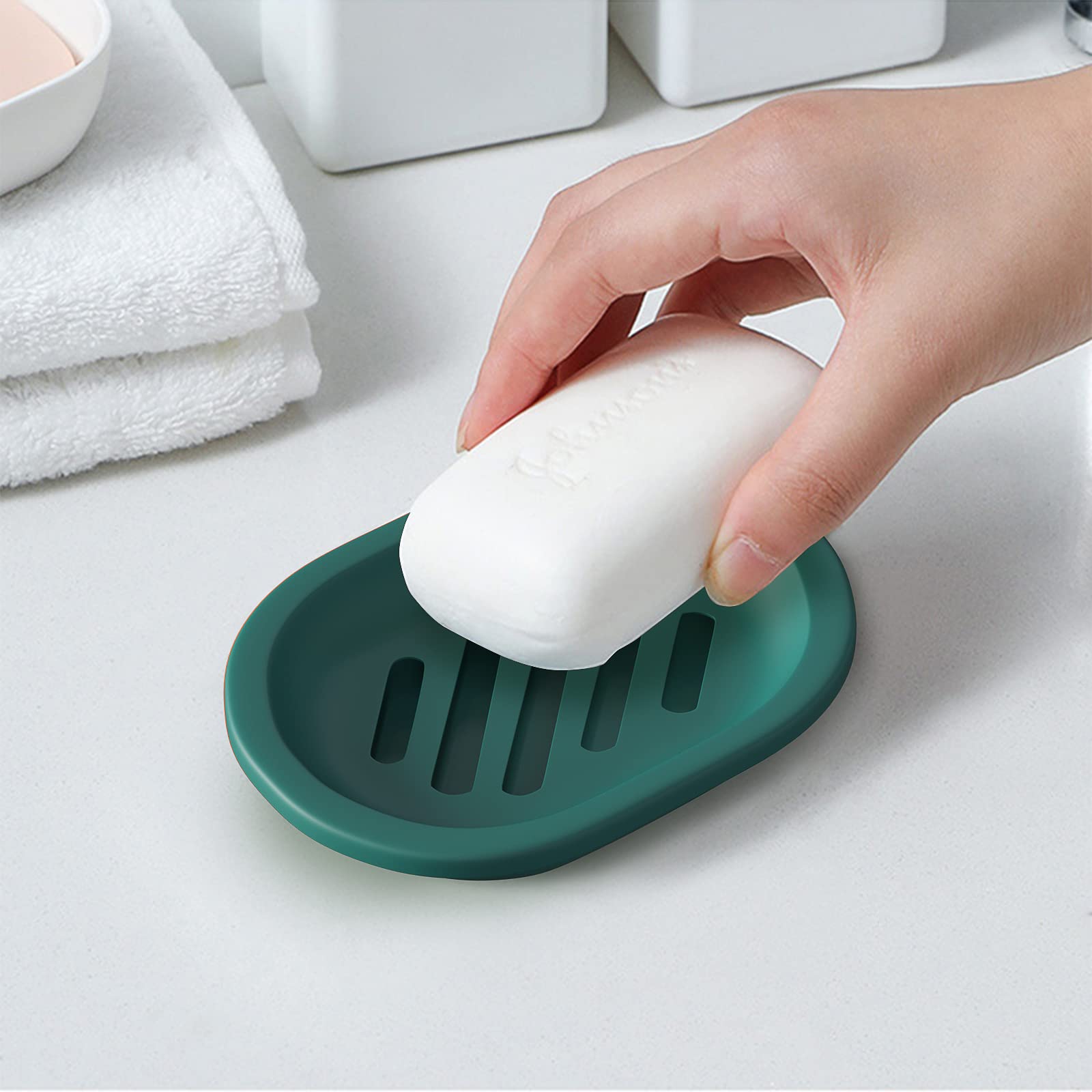 Topsky 2 Pcs Soap Dish For Shower, Soap Dishes Soap Savers For Bar Soap, Soap Bar Holder Shower With Drip Tray, Plastic Double L
