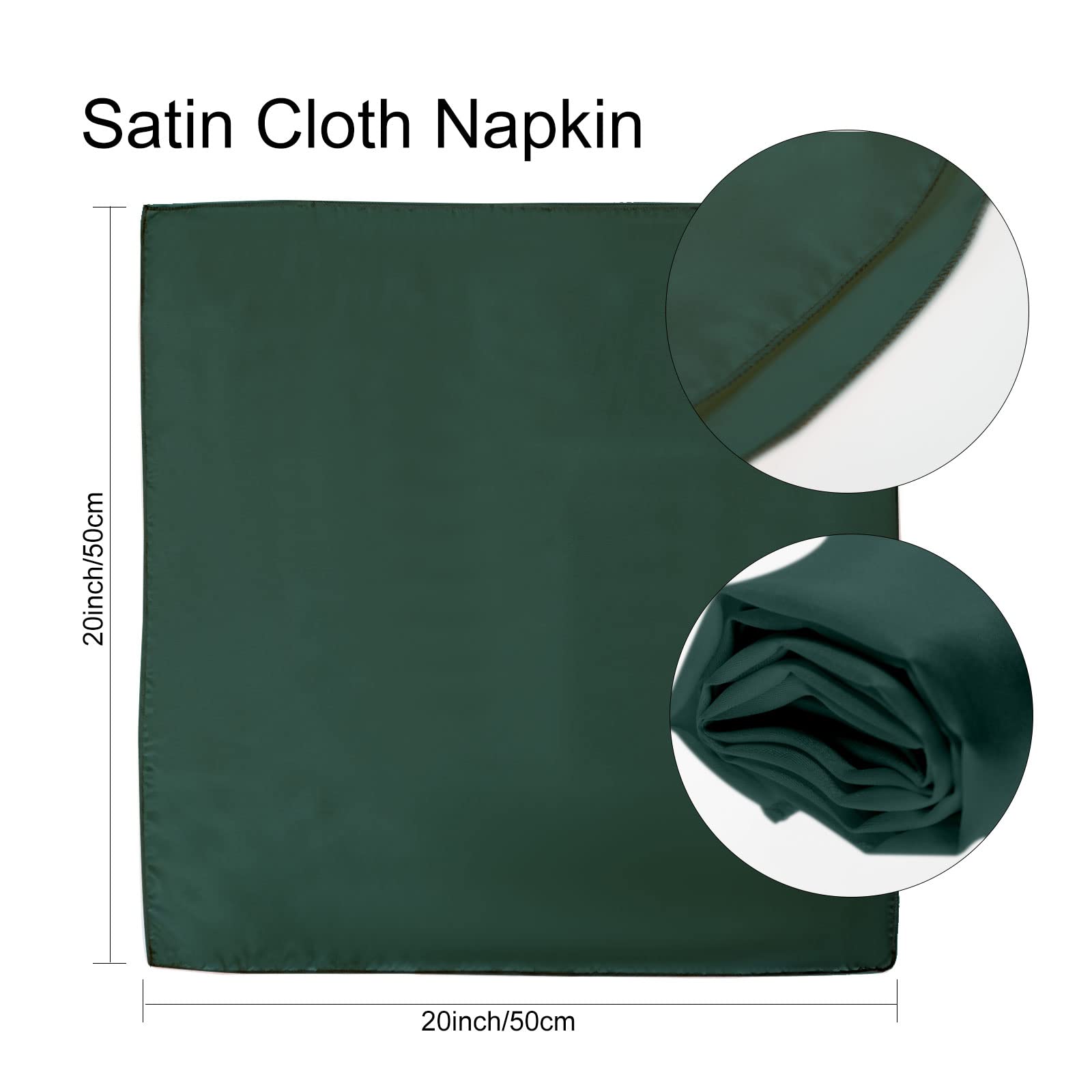 Kalopro Dark Green Cloth Napkins Set Of 12,Satin Dinner Napkins Cloth Washable,Reusable Napkins For Everyday Use Table,Restauran