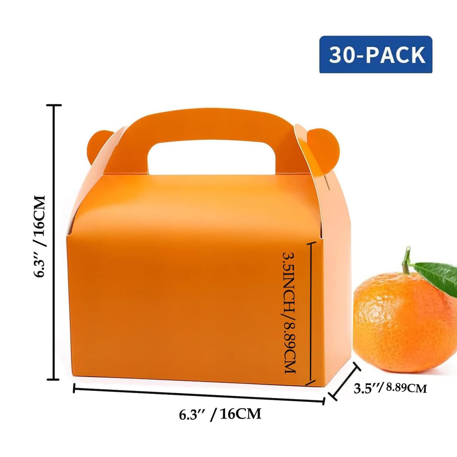 Oletx 30-Pack Orange Party Favor Treat Boxes, Goodie Boxes, Candy Box, Gable Paper Gift Boxes With Handles. Perfect For Orange C