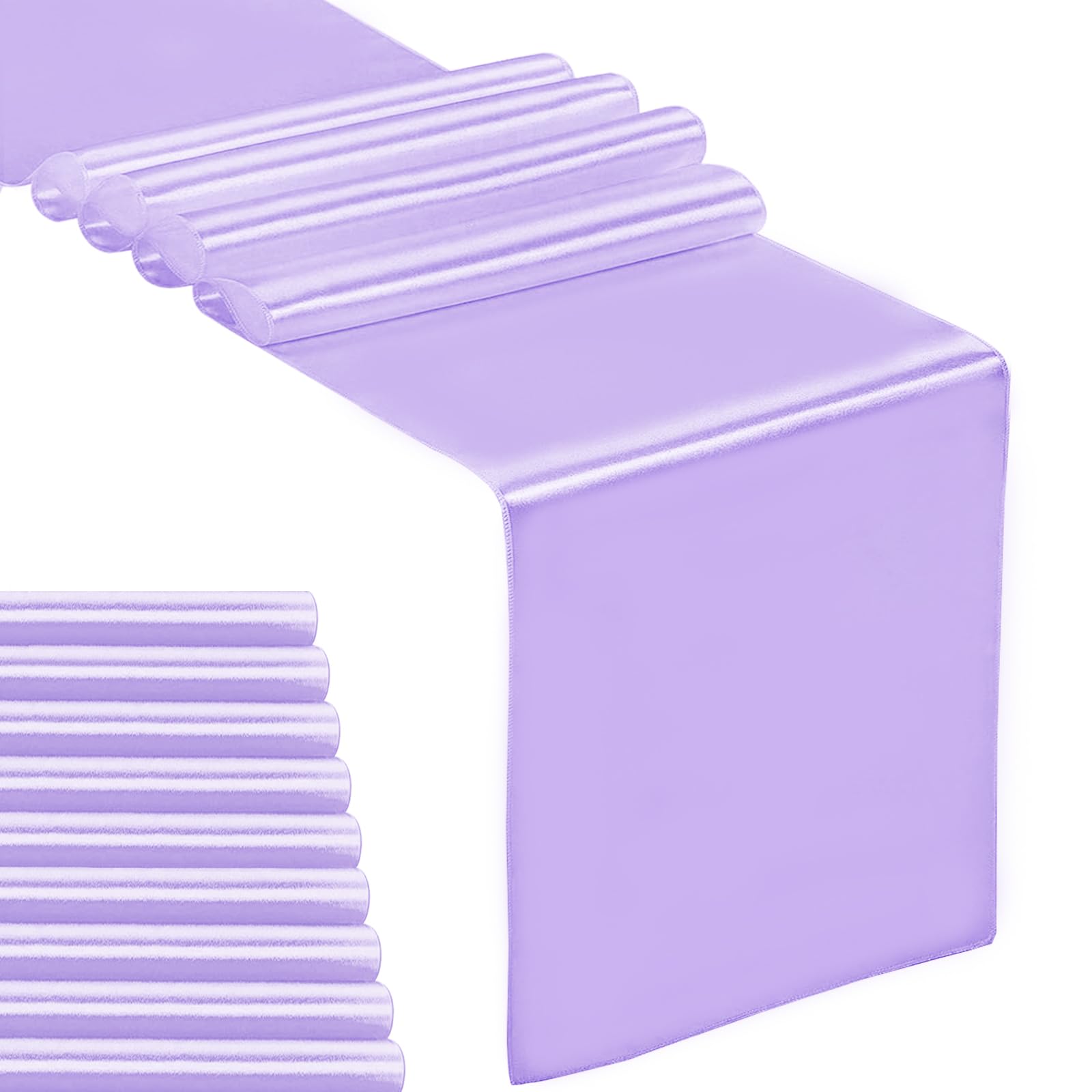 10-Pack Satin Table Runner Lavender 12 X 108 Inches Long, Table Runners For Wedding, Birthday Parties, Banquets Decorations(10 P