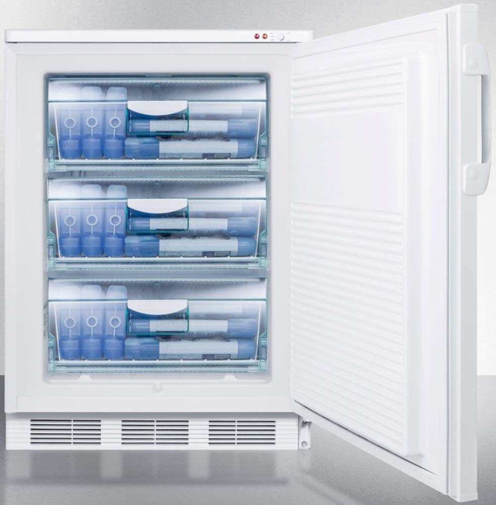 24'' wide all-freezer for freestanding use capable of -25 C operation; includes audible alarm  lock  and hospital grade plug